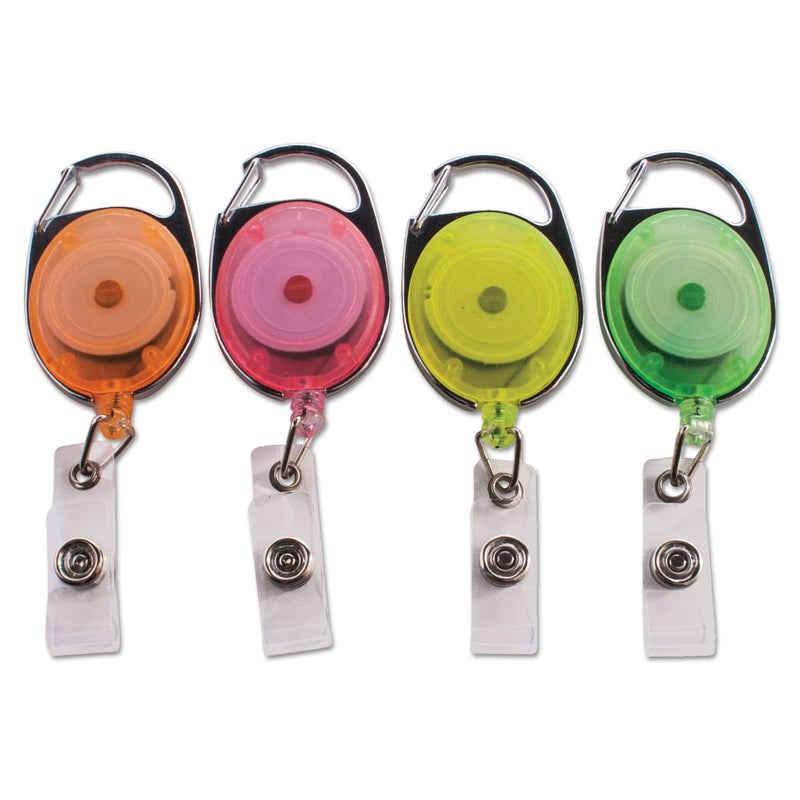 Advantus Identification Badge Reels with Carabiner Attachment, Assorted Neon Colors, Pack of 20 (91119)